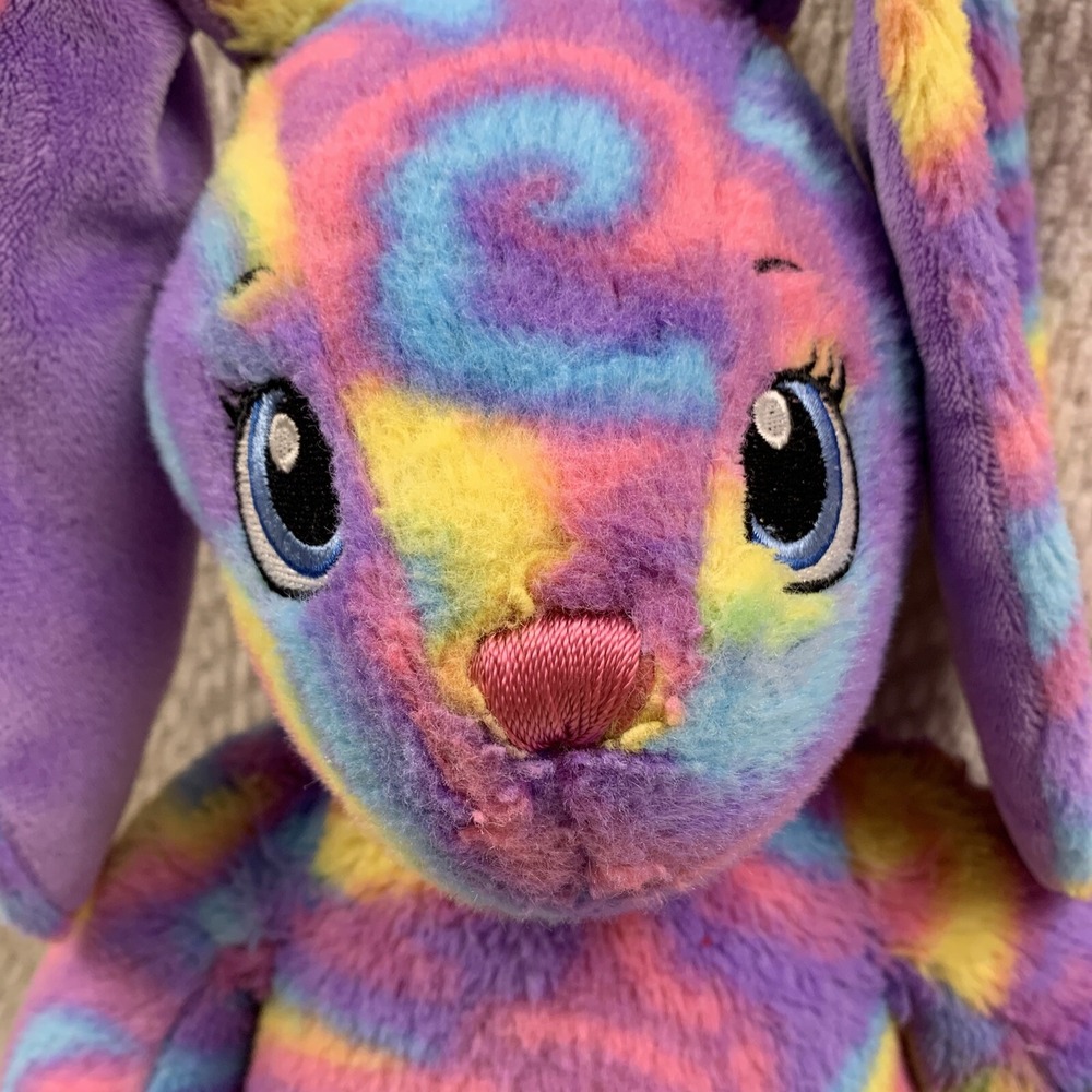 Build a Bear Bunny Rabbit Plush Stuffed Animal Rainbow Tie Dye Colorful‎ Pastel - Picture 5 of 14